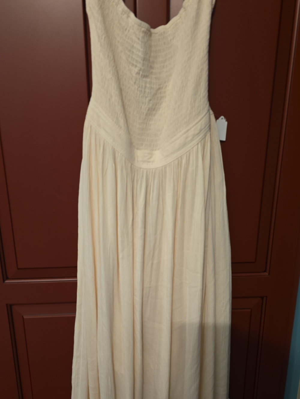 Elegant Cream Maxi Dress - Sleeveless Gathered Skirt Lots Of Stretch. Xl Boho Dr